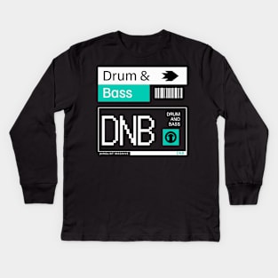 DRUM AND BASS  - DNB Ticket steez (white/teal) Kids Long Sleeve T-Shirt